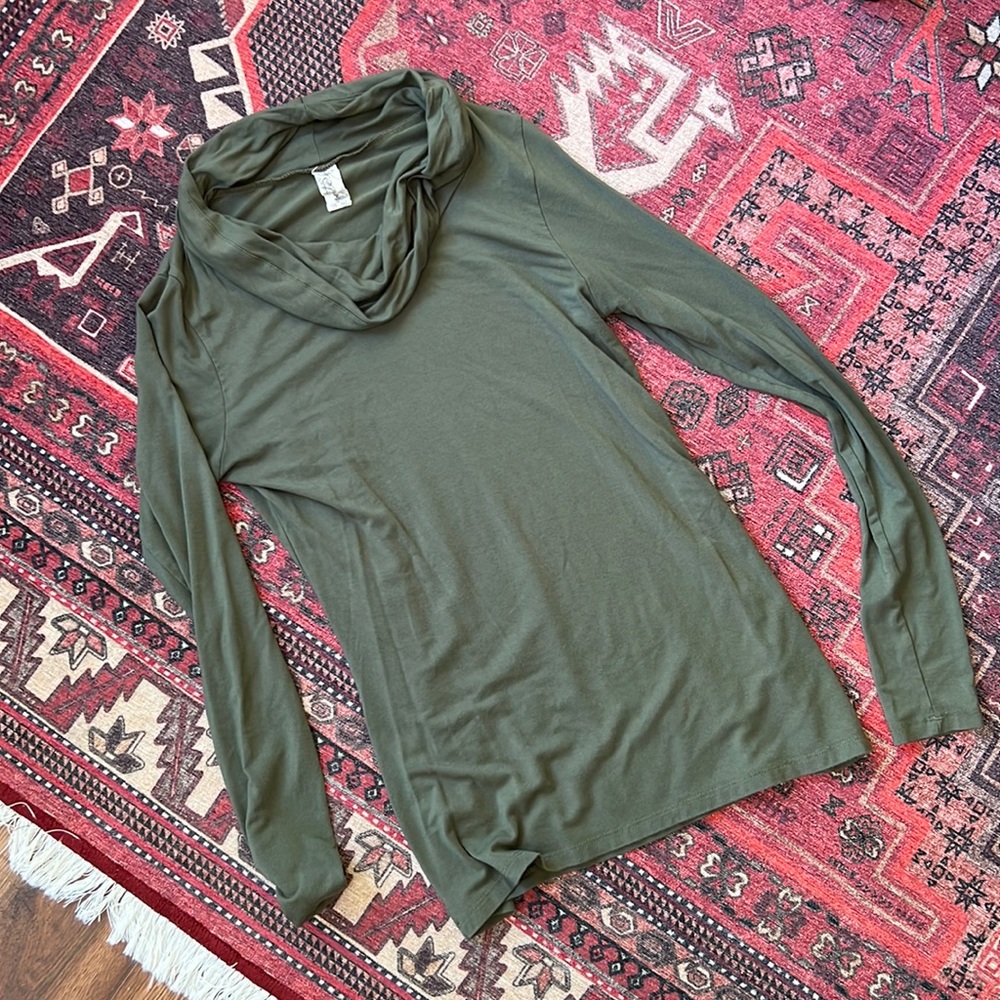 Green Cowl Neck Top